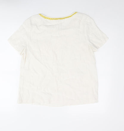 N.W.3 Womens Ivory Viscose Basic Blouse Size 12 Round Neck - Twim