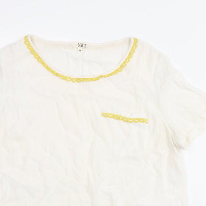 N.W.3 Womens Ivory Viscose Basic Blouse Size 12 Round Neck - Twim