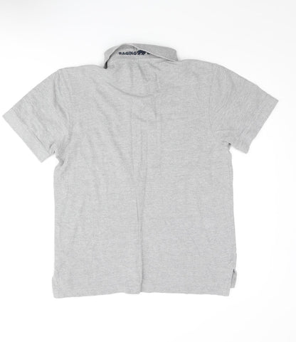 Raging Bull Mens Grey Cotton Polo Size S Collared Button