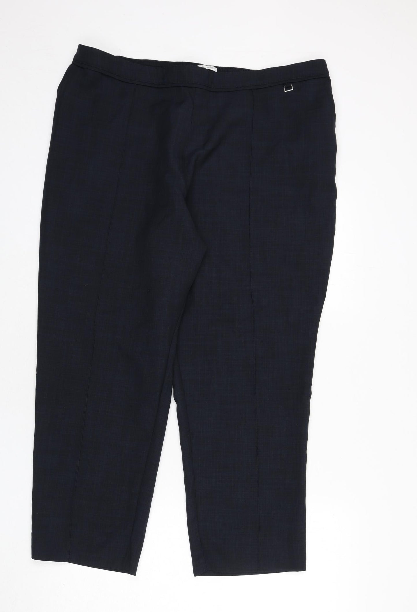 Classic Womens Blue Polyester Trousers Size 22 L24 in Regular - Pleat Front
