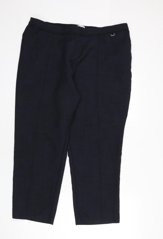 Classic Womens Blue Polyester Trousers Size 22 L24 in Regular - Pleat Front