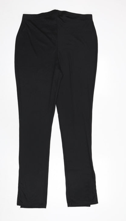 Boohoo Womens Black Polyester Trousers Size 20 L31 in Regular - Split on Hems, Ribbed