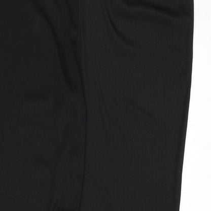 Boohoo Womens Black Polyester Trousers Size 20 L31 in Regular - Split on Hems, Ribbed