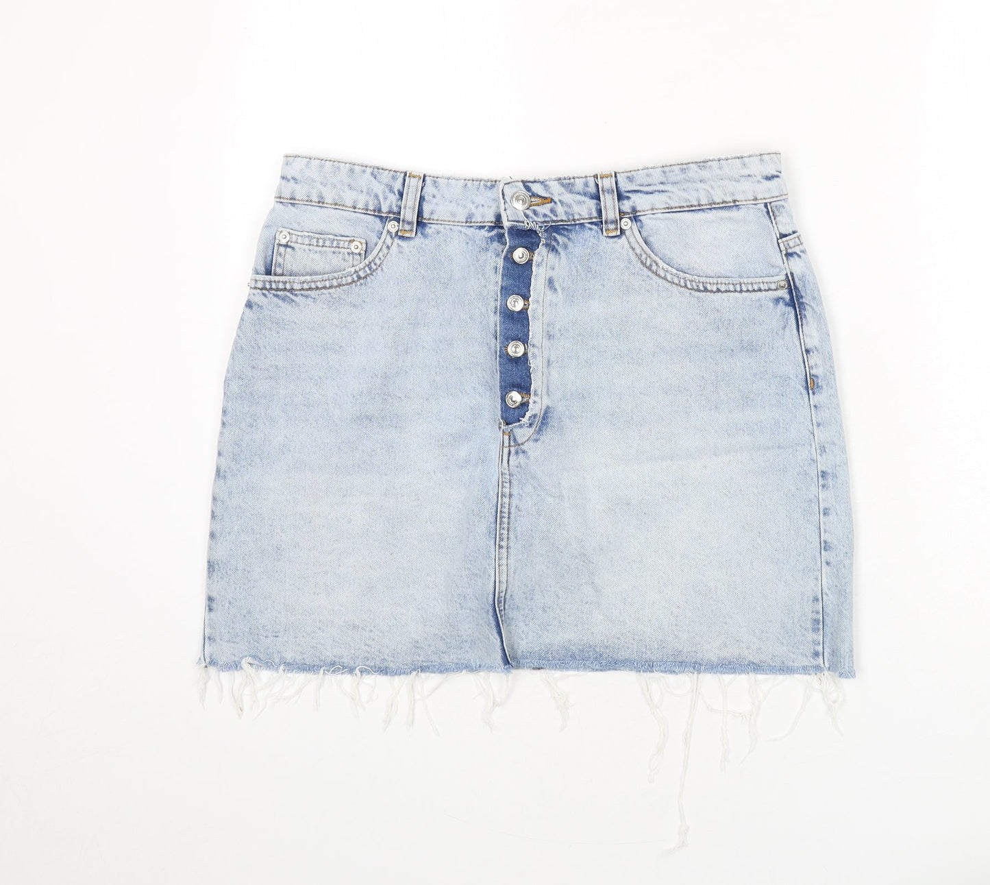 Womens UK Size L Zara A-Line Denim Skirt