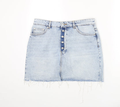 Womens UK Size L Zara A-Line Denim Skirt