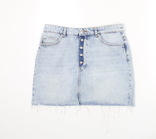 Womens UK Size L Zara A-Line Denim Skirt