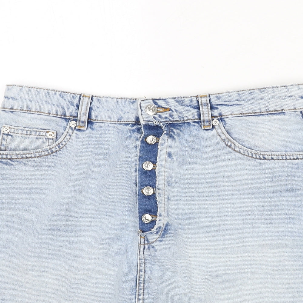 Womens UK Size L Zara A-Line Denim Skirt