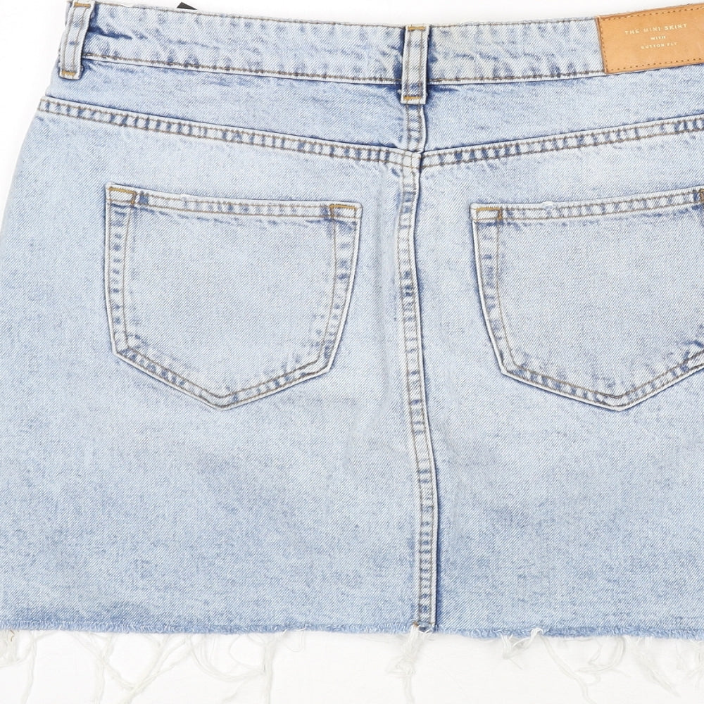 Womens UK Size L Zara A-Line Denim Skirt
