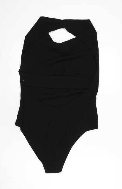 Zara Womens Black Polyester Bodysuit One-Piece Size L Snap - Backless