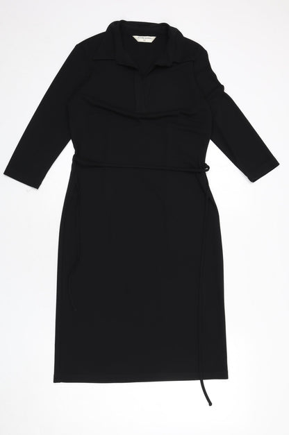 Dorothy Perkins Womens Blue Polyester A-Line Size 12 Collared Pullover - Belt Included