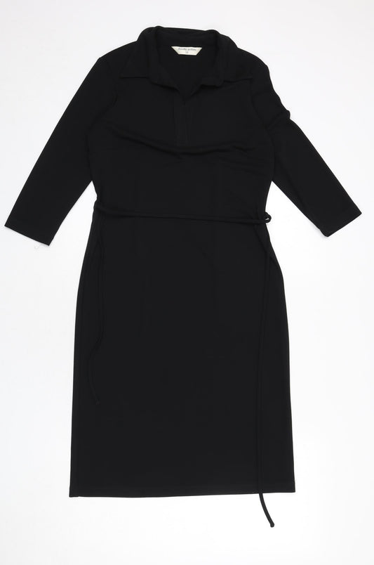 Dorothy Perkins Womens Blue Polyester A-Line Size 12 Collared Pullover - Belt Included