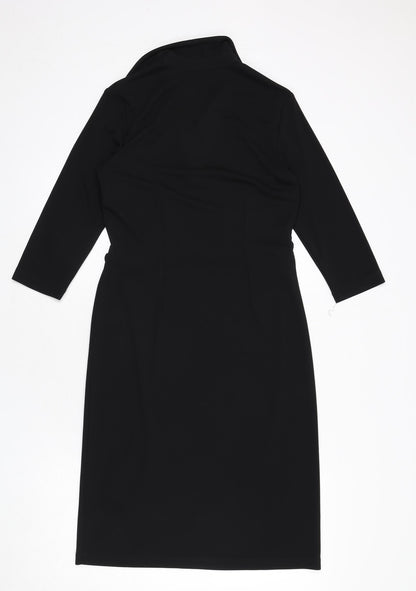 Dorothy Perkins Womens Blue Polyester A-Line Size 12 Collared Pullover - Belt Included