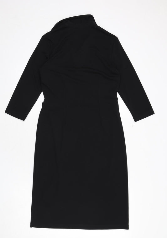 Dorothy Perkins Womens Blue Polyester A-Line Size 12 Collared Pullover - Belt Included