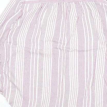 Autograph Womens Pink Striped Viscose Basic Button-Up Size 12 Round Neck