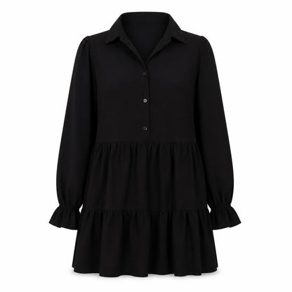 Cameo Rose Womens Black Polyester Fit & Flare Size 8 Collared Button