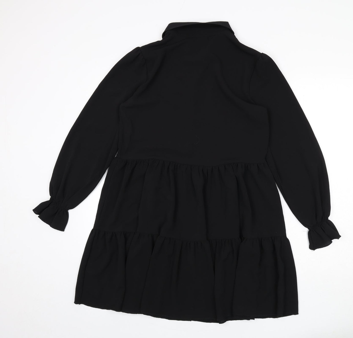 Cameo Rose Womens Black Polyester Fit & Flare Size 8 Collared Button