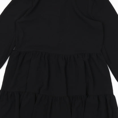 Cameo Rose Womens Black Polyester Fit & Flare Size 8 Collared Button