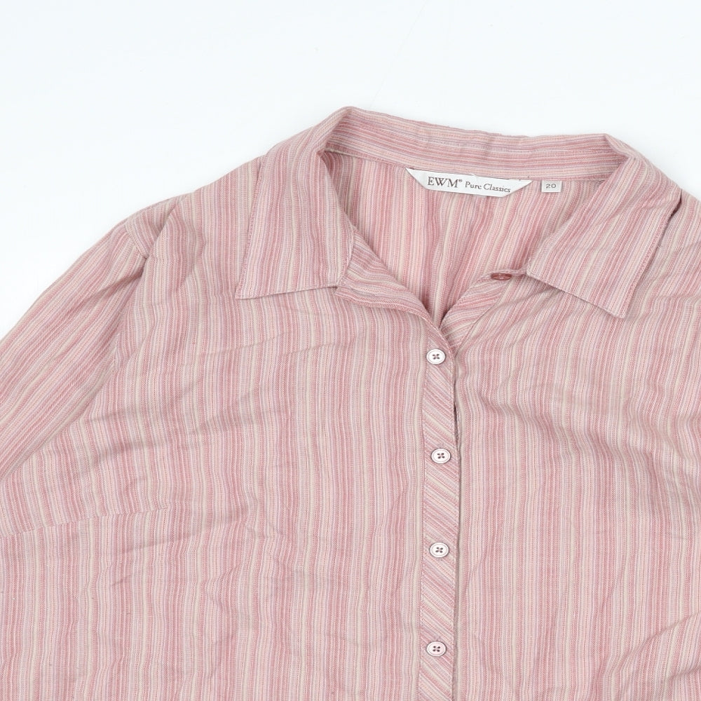 EWM Womens Multicoloured Striped Polyester Basic Button-Up Size 20 Collared
