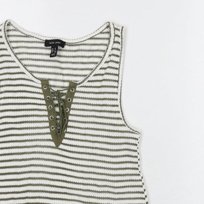 Womens UK Size M New Look Green Basic Tank