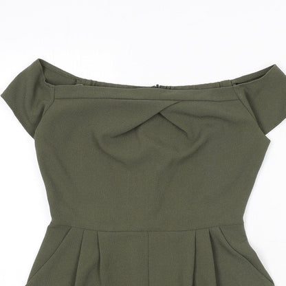 Love Womens Green Polyester Romper One-Piece Size S Zip