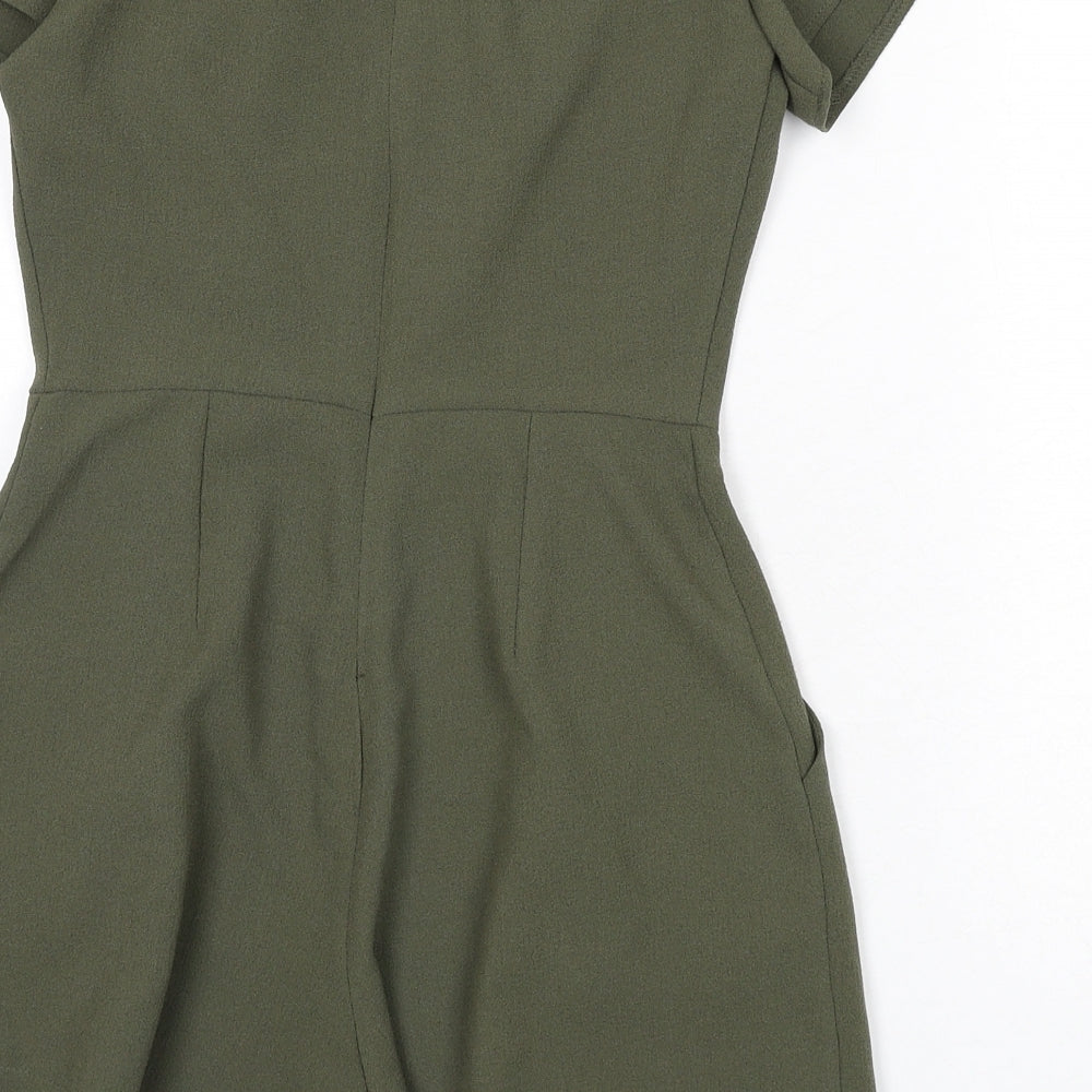 Love Womens Green Polyester Romper One-Piece Size S Zip