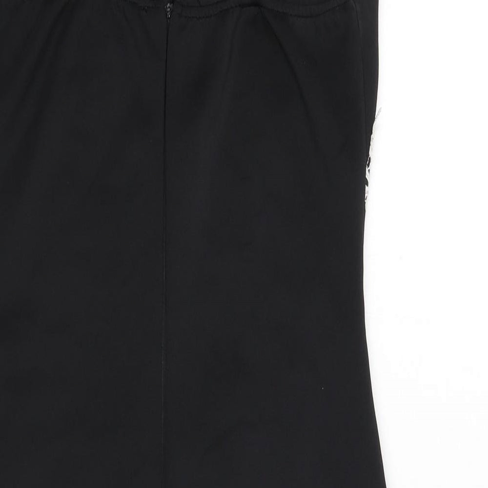 AX Paris Womens Black Polyester Bodycon Size 10 Round Neck Zip - Floral Embroidery