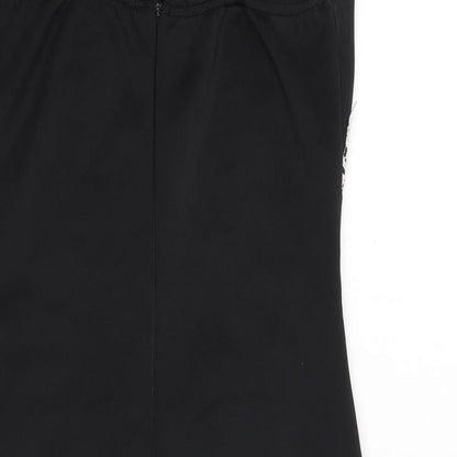 AX Paris Womens Black Polyester Bodycon Size 10 Round Neck Zip - Floral Embroidery