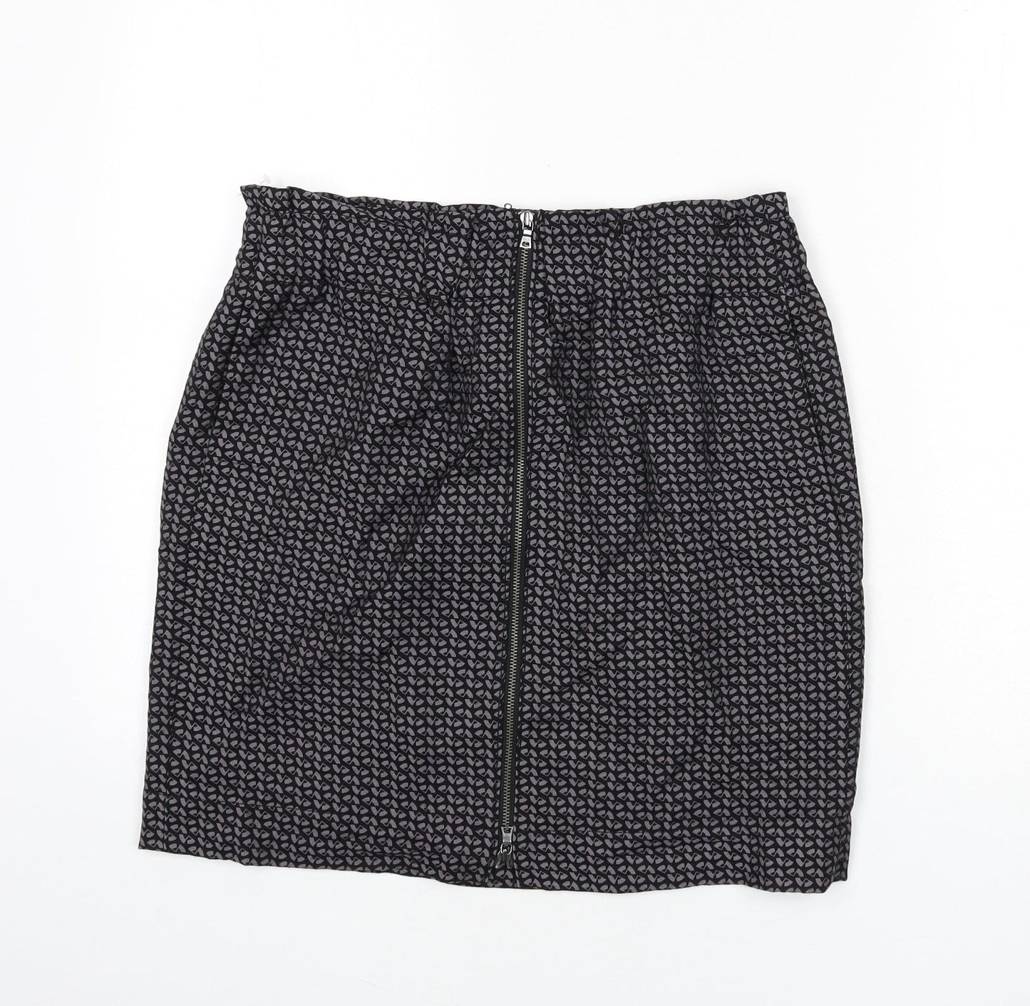 Gap Womens Black Geometric Viscose A-Line Skirt Size 12 Zip