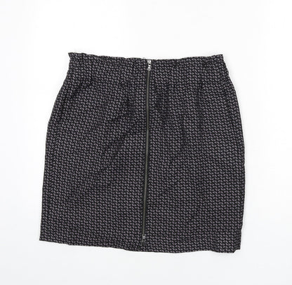 Gap Womens Black Geometric Viscose A-Line Skirt Size 12 Zip