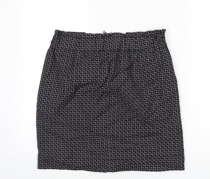Gap Womens Black Geometric Viscose A-Line Skirt Size 12 Zip