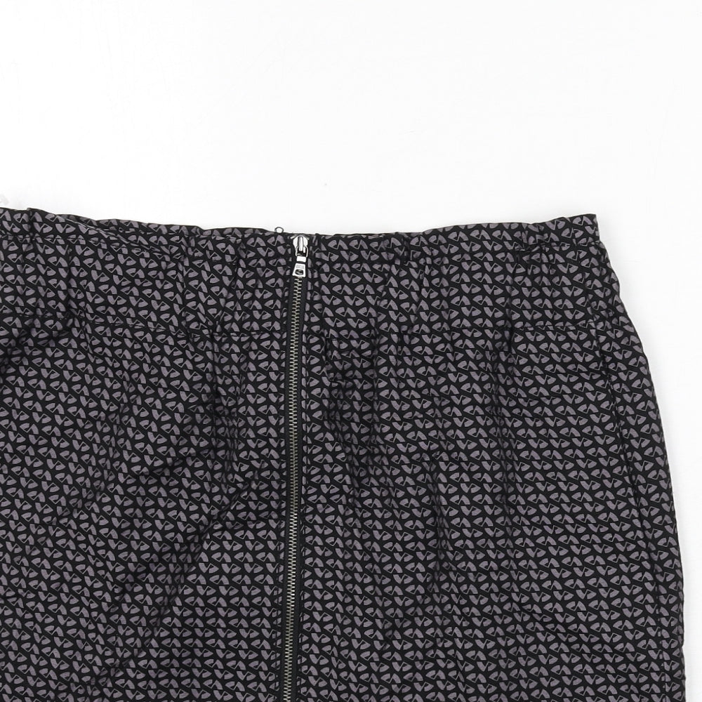 Gap Womens Black Geometric Viscose A-Line Skirt Size 12 Zip