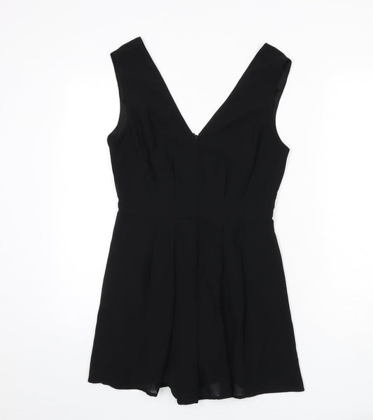 New Look Womens Black Polyester Romper One-Piece Size 10 Zip