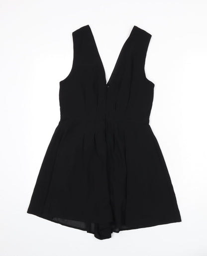 New Look Womens Black Polyester Romper One-Piece Size 10 Zip