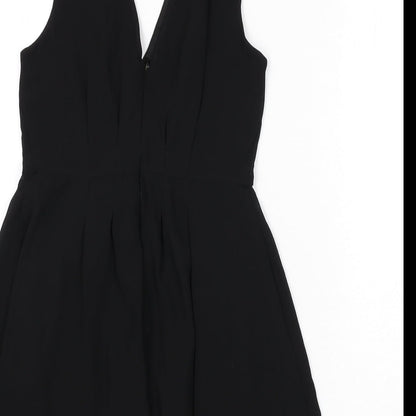 New Look Womens Black Polyester Romper One-Piece Size 10 Zip