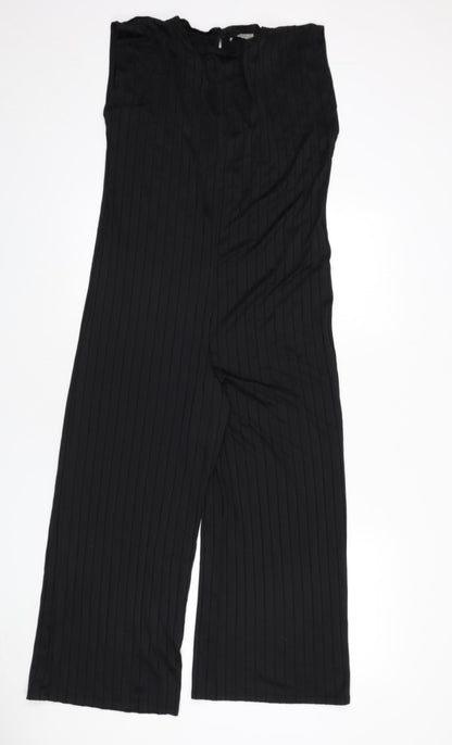 Zara Womens Black Polyester Jumpsuit One-Piece Size S L23 in Button - Ribbed