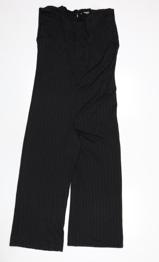 Zara Womens Black Polyester Jumpsuit One-Piece Size S L23 in Button - Ribbed