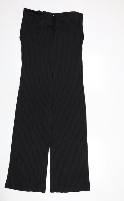Zara Womens Black Polyester Jumpsuit One-Piece Size S L23 in Button - Ribbed
