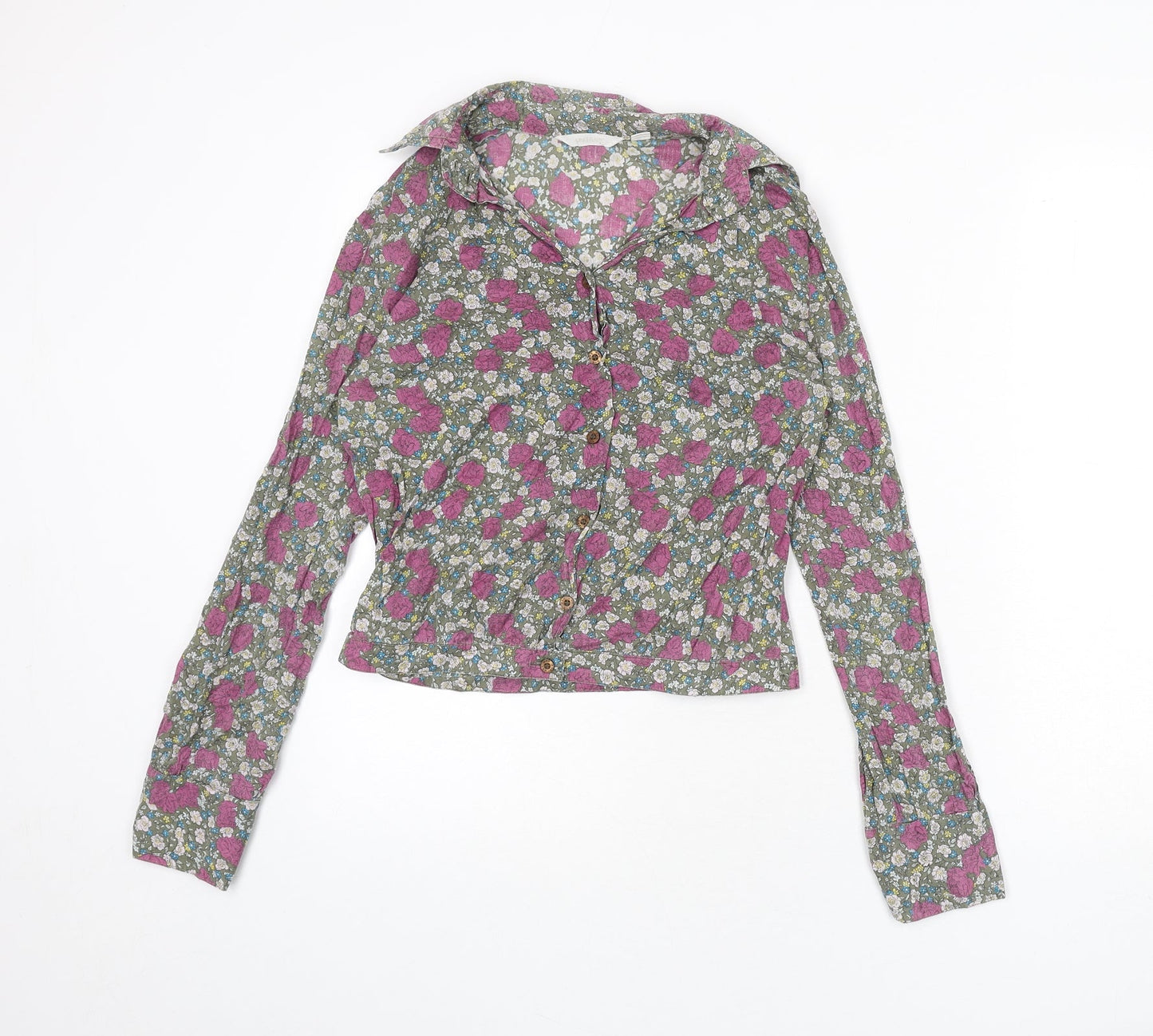 Womens UK Size S Mango Multicoloured Basic Button-Up