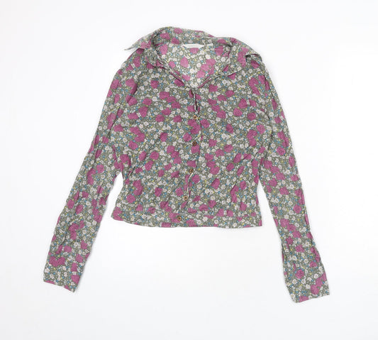 Womens UK Size S Mango Multicoloured Basic Button-Up