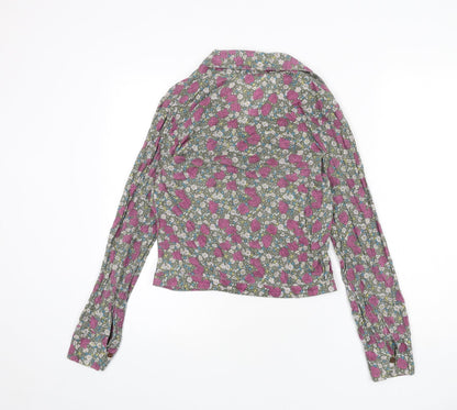 Womens UK Size S Mango Multicoloured Basic Button-Up