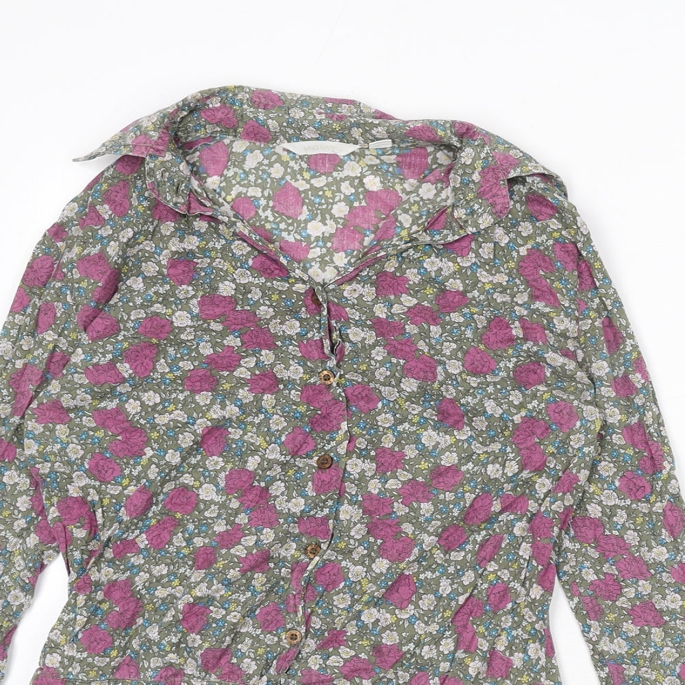 Womens UK Size S Mango Multicoloured Basic Button-Up