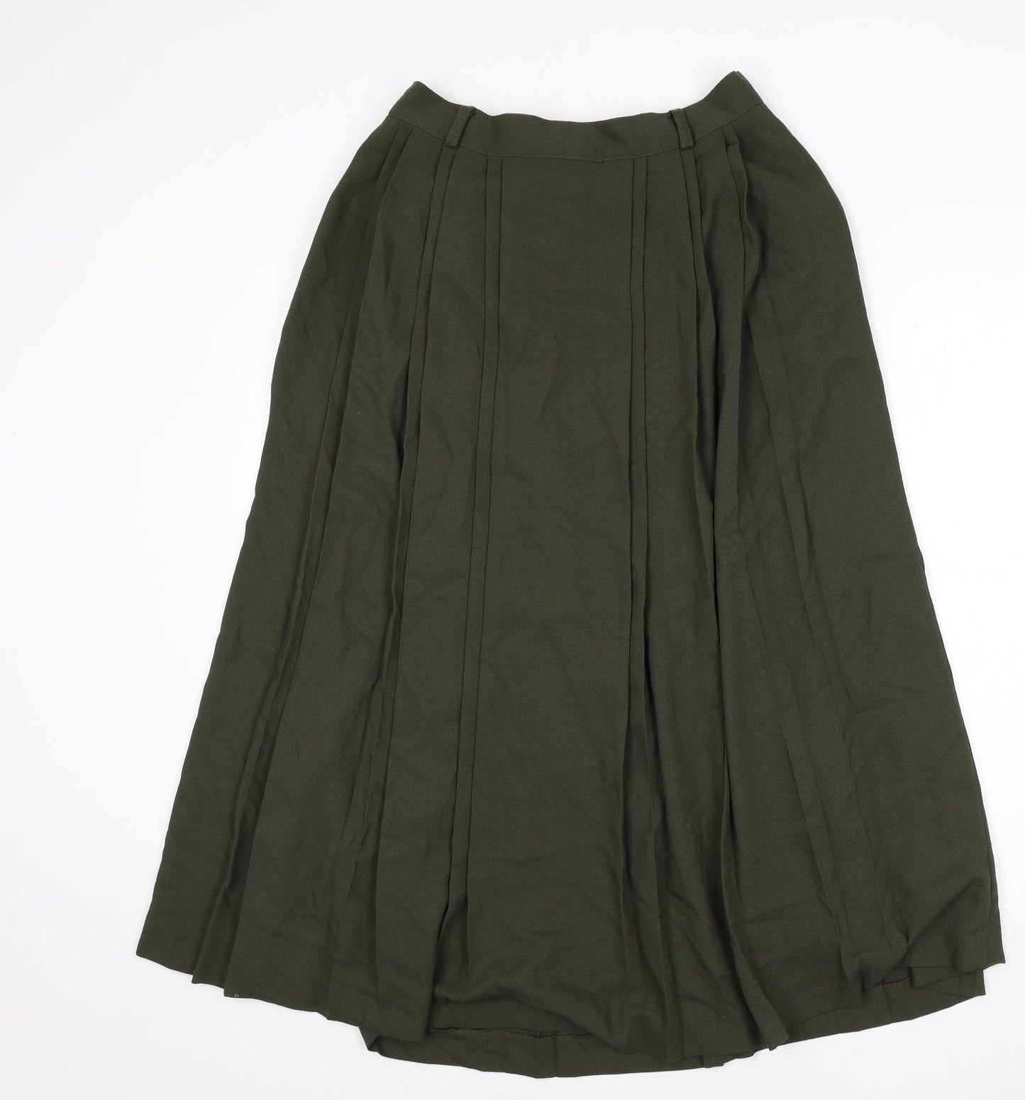 BASSINI Womens Green Viscose Pleated Skirt Size 30 in Zip