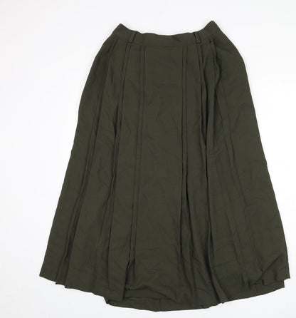 BASSINI Womens Green Viscose Pleated Skirt Size 30 in Zip