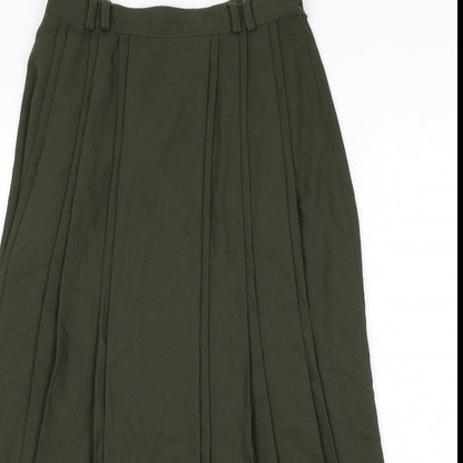 BASSINI Womens Green Viscose Pleated Skirt Size 30 in Zip