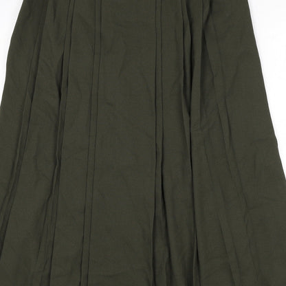 BASSINI Womens Green Viscose Pleated Skirt Size 30 in Zip