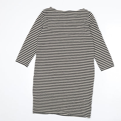 H&M Womens Black Polyester Sheath Size L Boat Neck Pullover