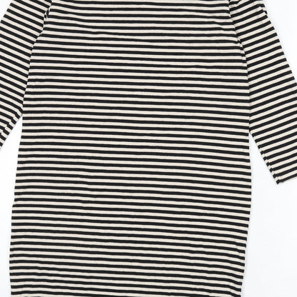 H&M Womens Black Polyester Sheath Size L Boat Neck Pullover