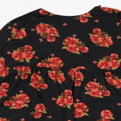 Boohoo Womens Grey Floral Polyester A-Line Size 12 Round Neck Pullover - Strap Detail