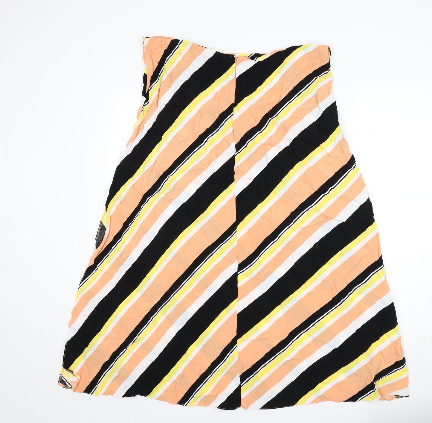 ASOS Womens Multicoloured Striped Viscose Flare Skirt Size 18 Zip - Side Slit