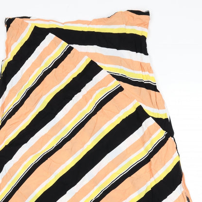 ASOS Womens Multicoloured Striped Viscose Flare Skirt Size 18 Zip - Side Slit